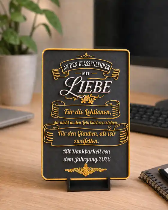 Personalisiertes Geschenk für die Klasse – dekorative Plakette mit einer Dankesinschrift der Absolventenklasse