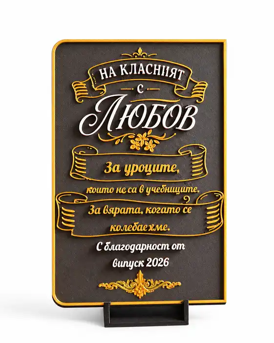 Подарък за класния 3 Персонализиран подарък за класния – декоративен плакет с благодарствен надпис от випуск