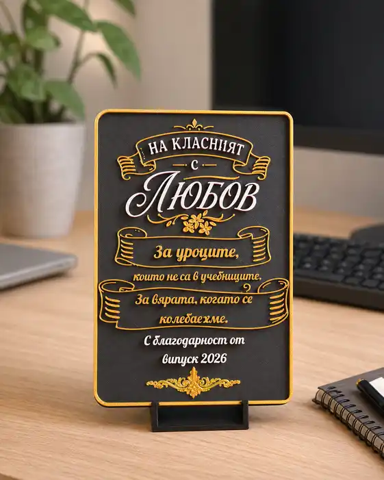 Подарък за класния Персонализиран подарък за класния – декоративен плакет с благодарствен надпис от випуск