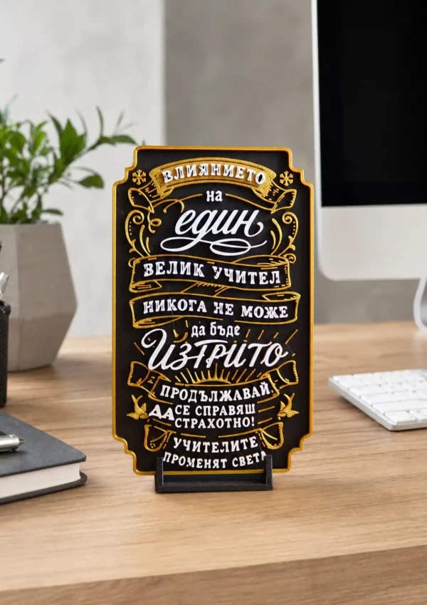A Gift for a Teacher – An Inspiring Plaque with an Inscription,Geschenk für Lehrer – Inspirierende Plakette mit Inschrift,Regalo para un profesor: placa inspiradora con dedicatoria
