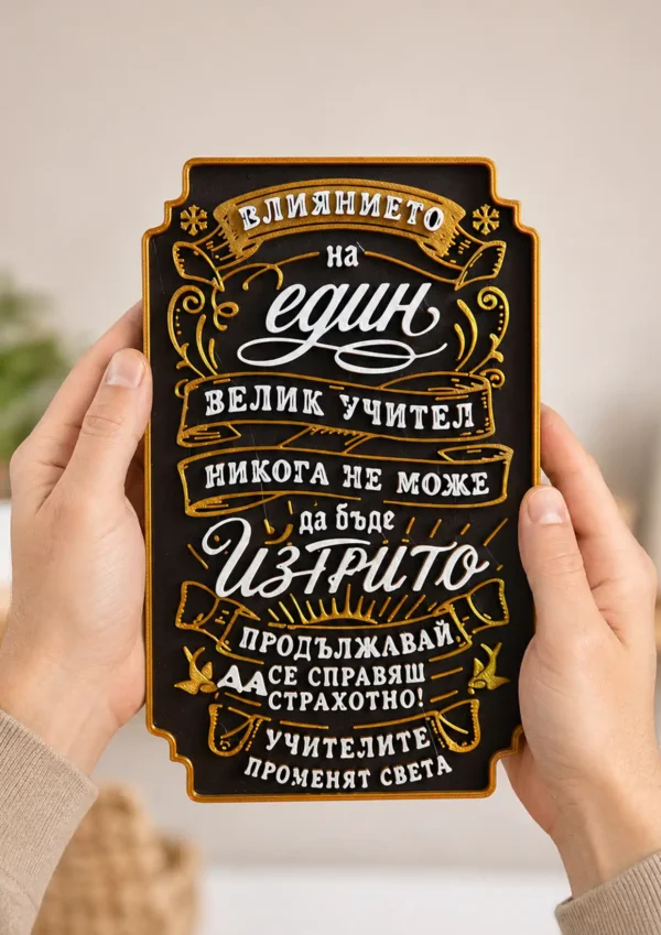 A Gift for a Teacher – An Inspiring Plaque with an Inscription,Geschenk für Lehrer – Inspirierende Plakette mit Inschrift,Regalo para un profesor: placa inspiradora con dedicatoria